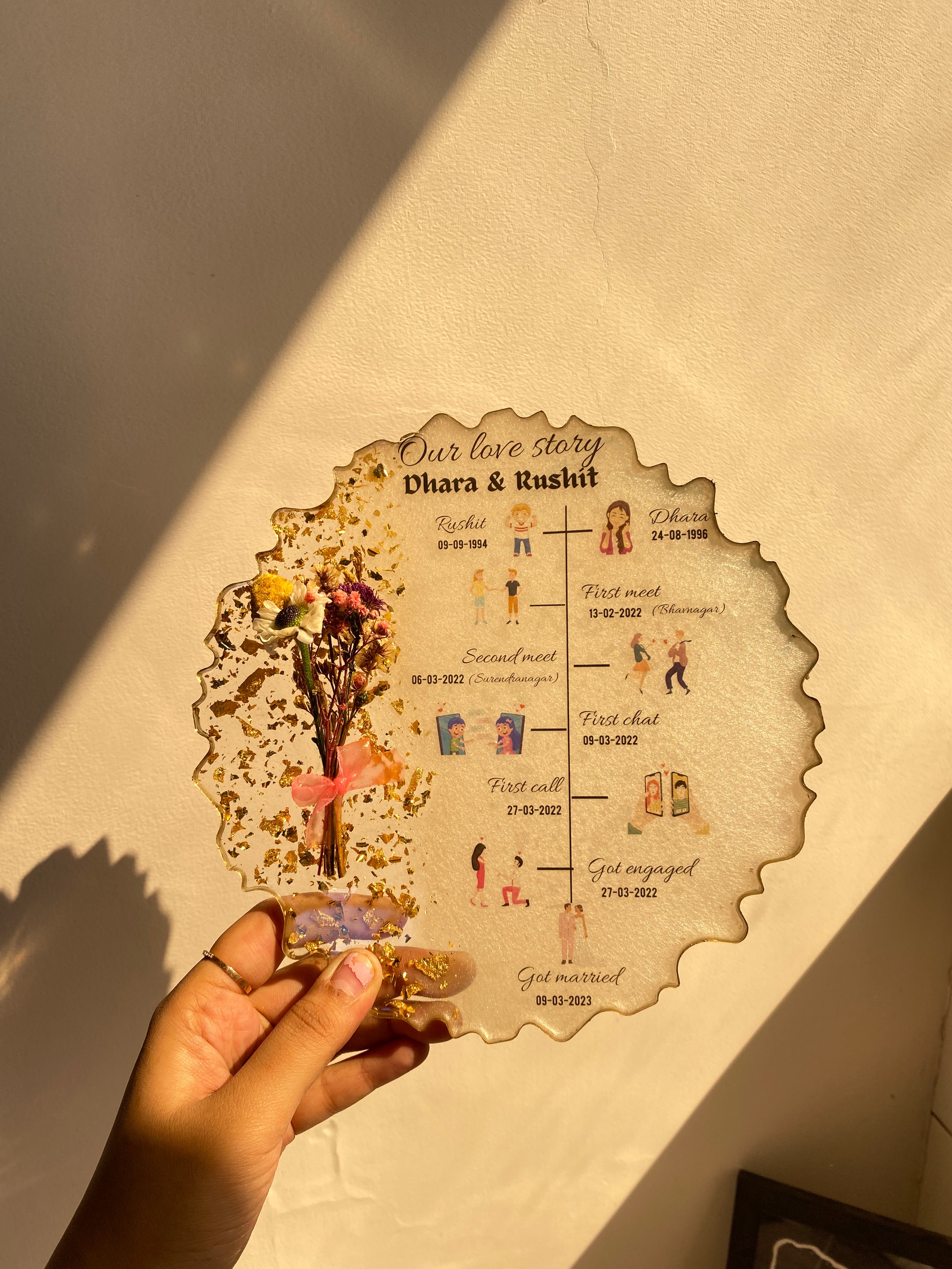 Our love story resin frame