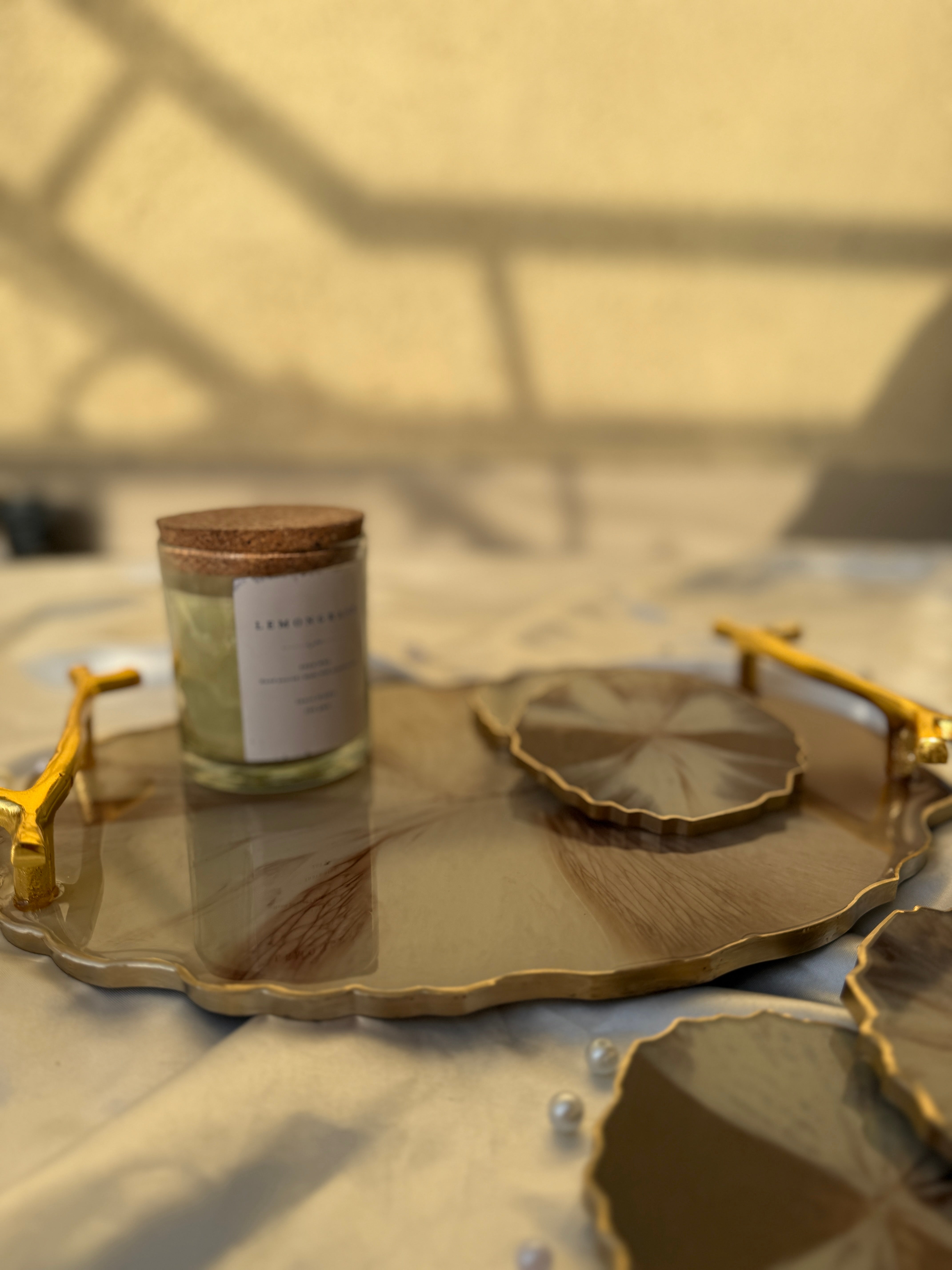 Mocha marble serve set