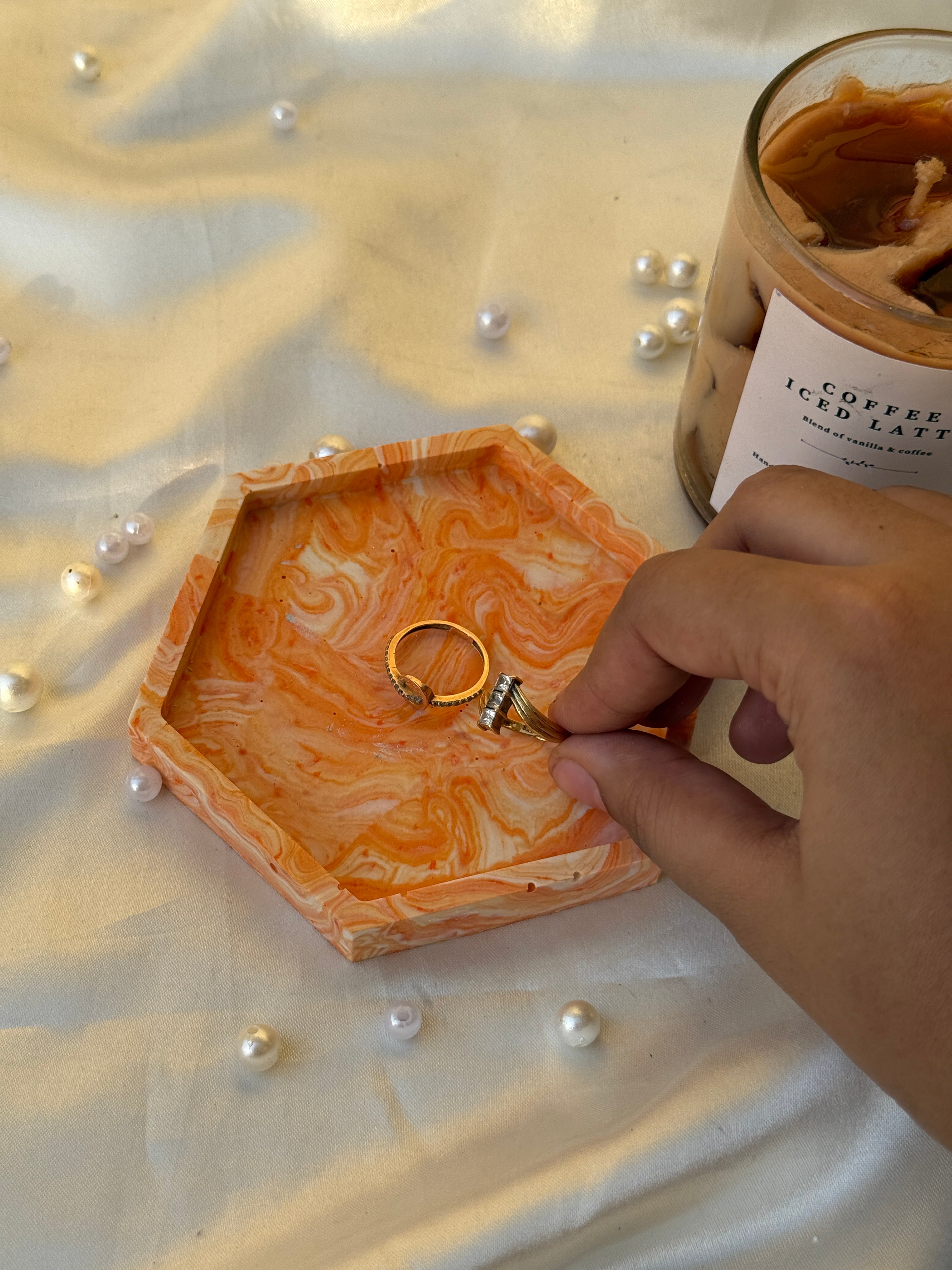 Orange affairs Hexagon trinket tray
